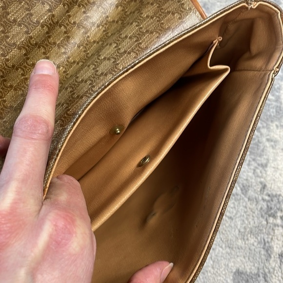 Celine Macadam Coated Canvas Brown Tan Crossbody Bag Flap Close Bow - Picture 13 of 17